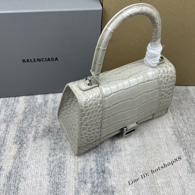 Balenciaga專櫃爆款鱷魚紋S號Hourglass沙漏包 巴黎世家頂級原單手提肩背包 款號：8895 fyj1219